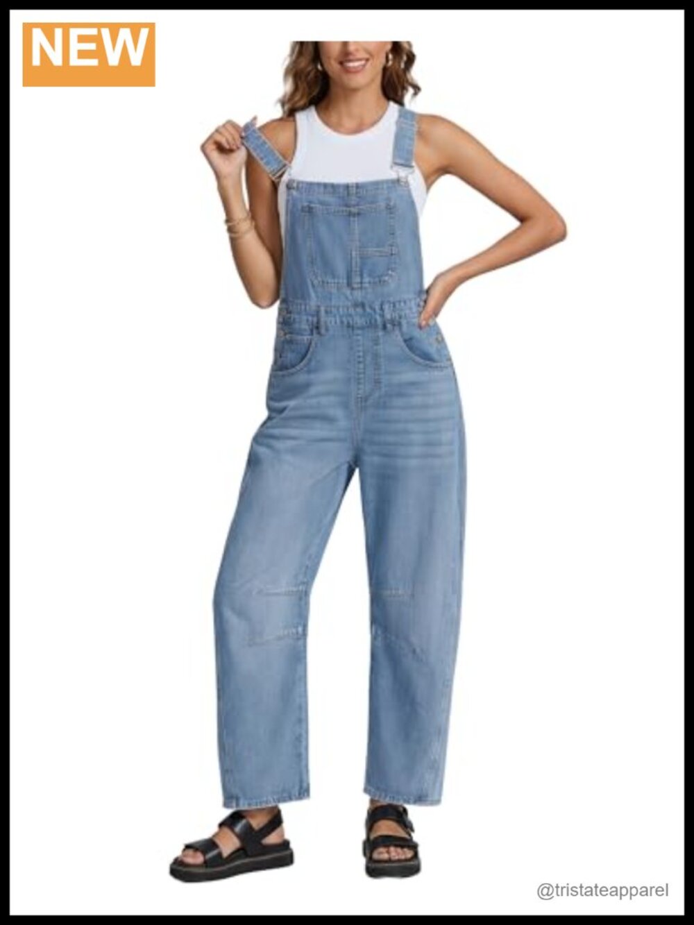 Women's Denim Overalls Wide Leg Bib Jumpsuit Adjustable Straps Loose Fit Casual
